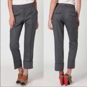 Anthropologie Cartonnier Gray Cuff Crop Tweed Pant